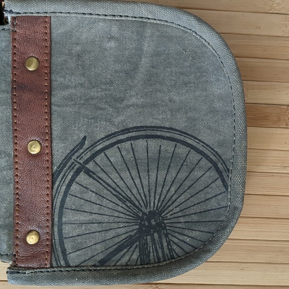 Mona B Rustic Gray and Brown Bicycle Crossbody Bag, NEW nwt - Picture 4 of 6
